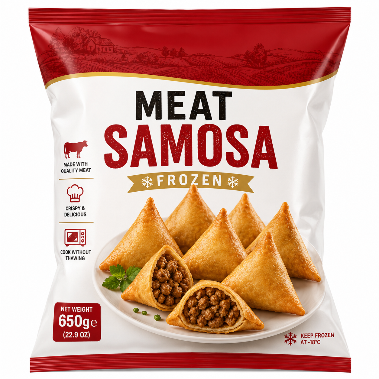 MEAT SAMOSA 650G FROZEN